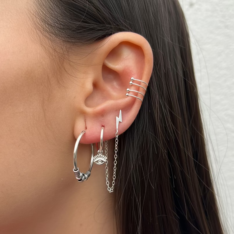 Ear Cuff Bolitas x4